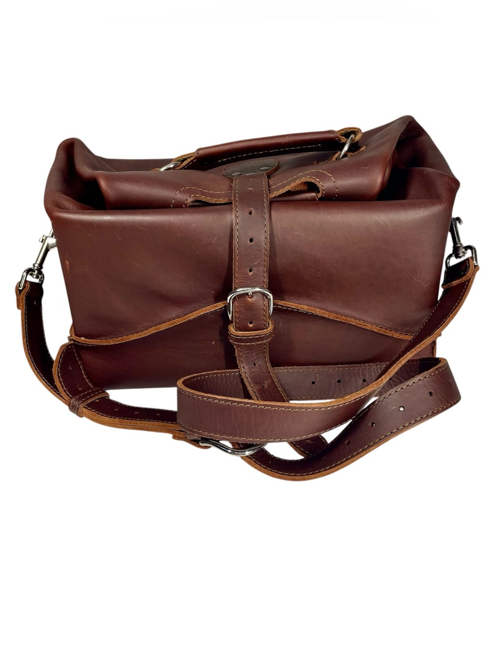 Saddleback Leather 14” Large Dry Bag Script Luggage Weekend Overnight Chestnut